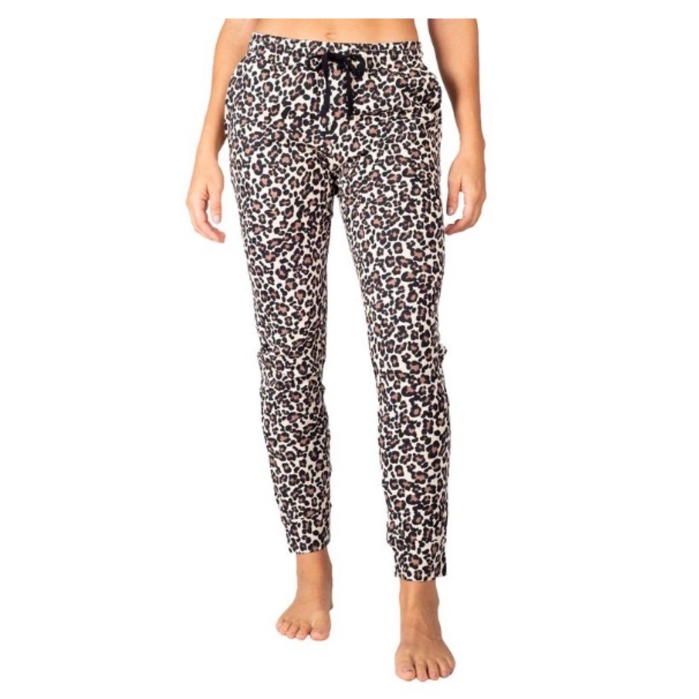 Blis - Beige & Black Leopard Pocket Drawstring Joggers